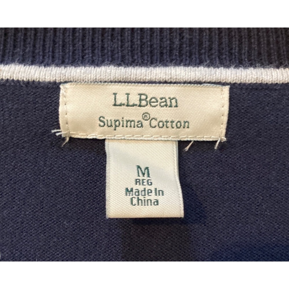 LL Bean Women M Blue Supima Cotton Stretch Button Front Cardigan Sweater Preppy - Picture 3 of 7